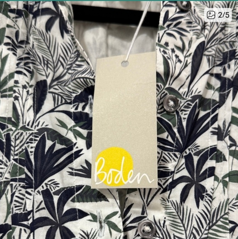 NWT Boden Antonia Ivory Tropical Palm Cotton Shirt Dress Size 10 - Picture 3 of 5
